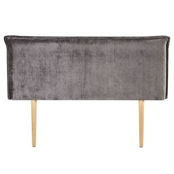 Tête De Lit Elore 140 Rembourrée, En Tissu Polyester Pour Lit 140 Cm Sur Pieds En Bois Gris