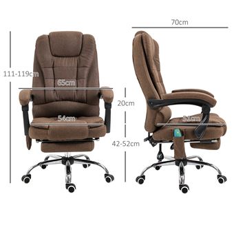 Fauteuil De Bureau Massant Vinsetto – Dossier Basculant, Hauteur Réglable, 6 Points De Massage, Revêtement Polyester PU Confortable - 10