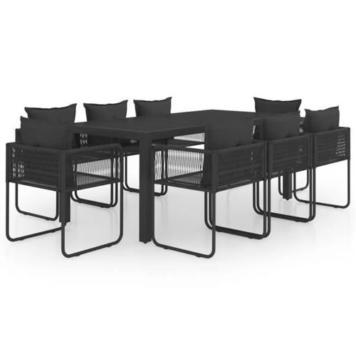 VIDAXL - Salon de jardin - 8 personnes - 9 pieces - Noir - Image 2