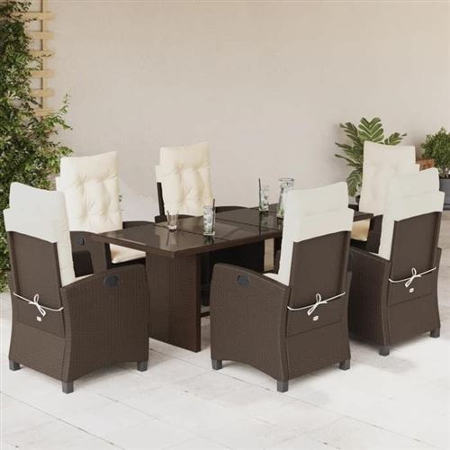 Vidaxl Ensemble À Manger De Jardin Avec Coussins 7 Pcs, Table Et Chaises Avec Dossier Réglable, Meubles D'extérieur, 3212686 - Image 2