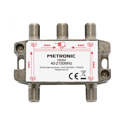Metronic - Répartiteur TV/SAT - 4 sorties - Fiche F - Blindé - Image 2