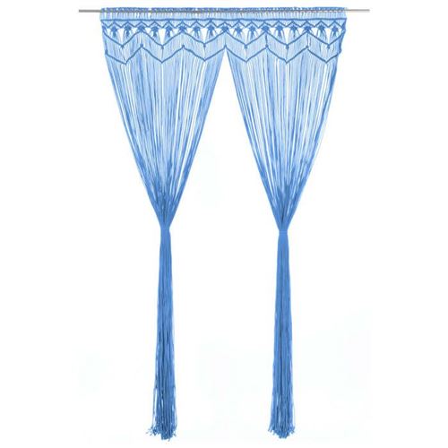 vidaXL Rideau en macramé Bleu 140x240 cm Coton