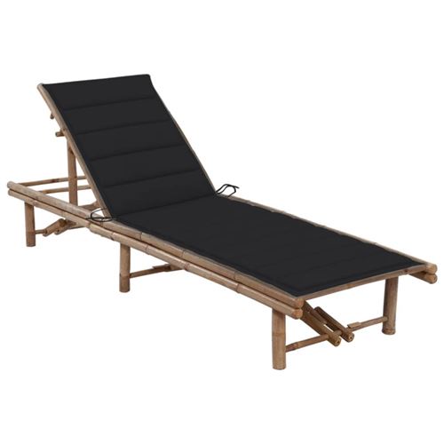 Non Communiqué Chaise Longue De Jardin Avec Coussin Bambou