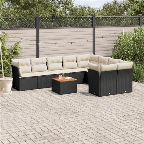 vidaXL - Salon de jardin modulable - 9 personnes - Résine tressée - Noir - Image 2