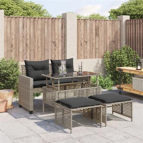 Ensembles de bancs. canapes et tables de jardin Vidaxl 4 pieces gris 3 personnes 122.0 x 57 x 79 resine tressee