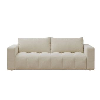 Canapé convertible 3 places avec coffre en bouclette beige CANTERBURY CONCEPT USINE - 1