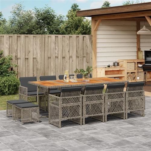 Vidaxl Gris Ensemble À Manger De Jardin 13 Pcs - Image 3