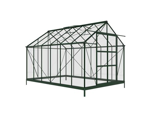 Serre de jardin en verre trempé 4 mm verte avec kit d'ancrage 9 m² - OTERIA