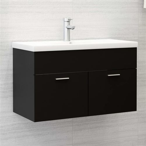 vidaXL Armoire d'évier avec lavabo intégré Noir Aggloméré3070830