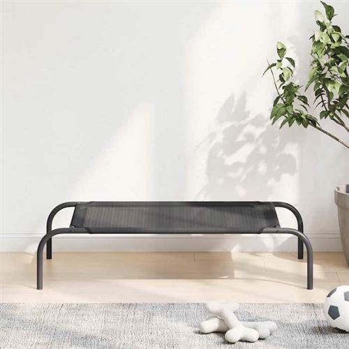 vidaXL Lit surélevé pour chien Noir S Textilène