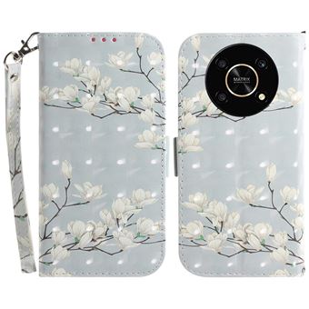 Etui En PU Motif De Fleurs Avec Support Et Sangle Pour Votre Xiaomi Poco C40 4g Rouge