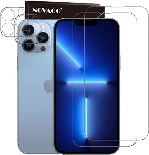 4 Films de protection pour iPhone 13 Pro Max [2 écran + 2 objectif