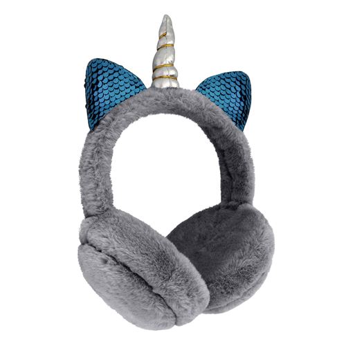 Casque audio Filaire Jack 3.5mm Licorne avec fourrure GJBY Gris