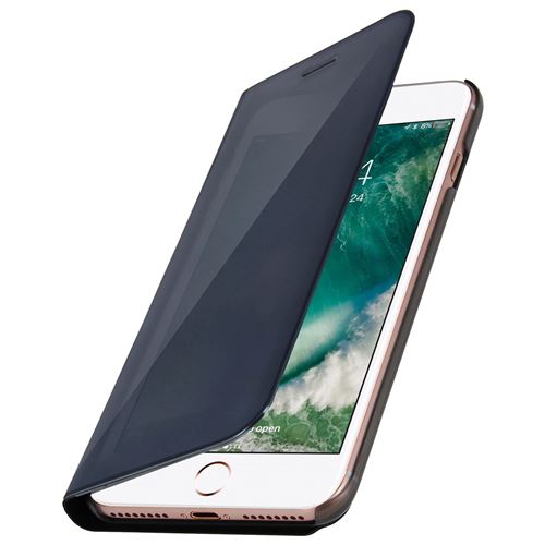 Housse iPhone 7 et 8 Plus Etui folio Miroir Fonction Stand - Noir