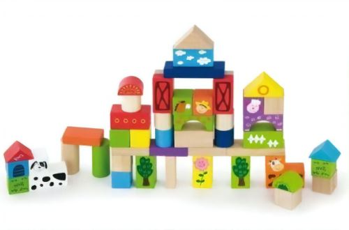 Viga Toys set de cubes ferme 50 pièces multicolore