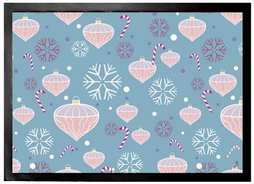 Noël Paillasson Essuie-Pieds - Merry Christmas Étoiles De Glace Boules Cannes De Sucre (50x70 cm)