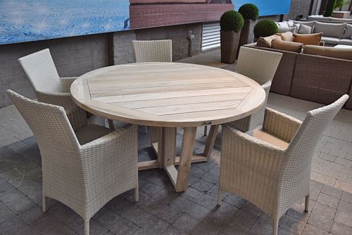 Table Ronde En Teck Massif Recycle 150 Cm Newhaven Mobilier De