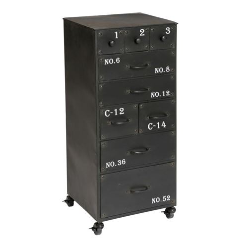 Chiffonnier Torof 9 tiroirs métal noir Atmosphera