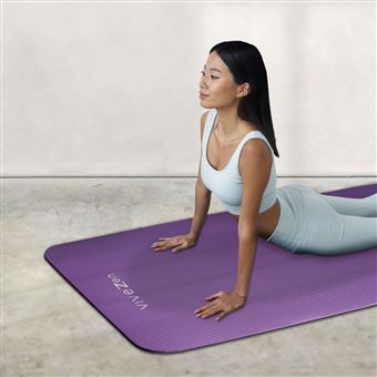 Tapis de yoga, de gym, d'exercices 180 x 60 x 1 cm + sangle de transport -  Violet - Vivezen - Accessoire fitness yoga et pilates - Achat & prix