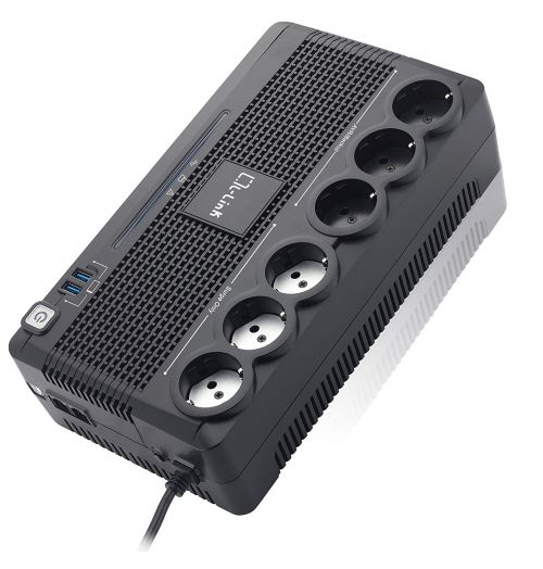 L-Link Sai 700 VA Interactive – Système d'alimentation avec 6 Schuko, Couleur Noir