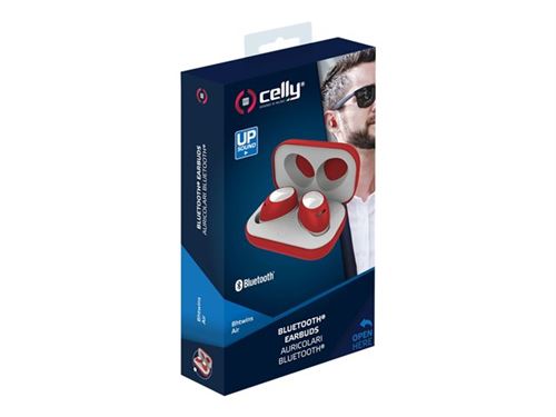 Celly Bh Twins Air - Werkelijk draadloze koptelefoon met micro - inwendig - Bluetooth - ruisisolatie - rood
