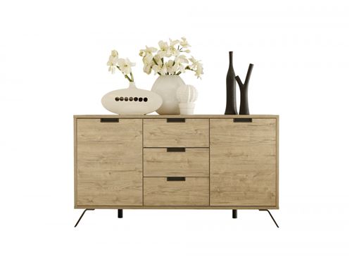 SUBLEEM Buffet 2 portes 3 tiroirs Camastra chene clair