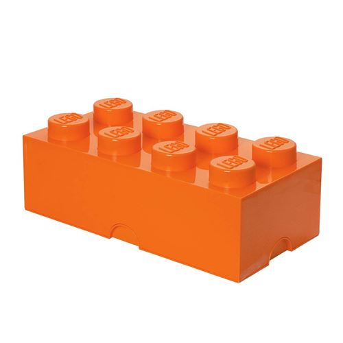 Brique de rangement LEGO 8 plots, Boîte de rangement empilable, 12 l, orange