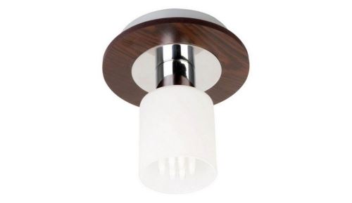 HOMEMANIA Lampe de Plafond Atlas Plafonnier - Ronde - Murale - Wengé en Bois, Verre, 17 x 17 x 17 cm, 1 x E14, Max 40W