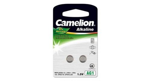 Piles boutons Alcaline AG 1 / LR621 / 364 / 164 / Blister de 2 piles « SANS MERCURE » CAMELION