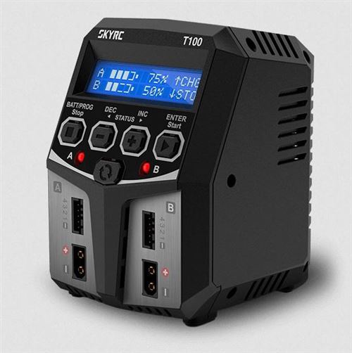 Skyrc T100 Chargeur De Modélisme 5.0 A Plomb, Lifepo, Lihv, Li-Ion, Li-Polymère, Nicd, Nimh Coupure Par Minuteur, Affichage Graphique
