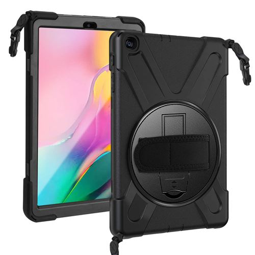 Coque Intégrale 4smarts pour Galaxy Tab A 10.1 2019 Poignée/Béquille/Bandoulière Noir