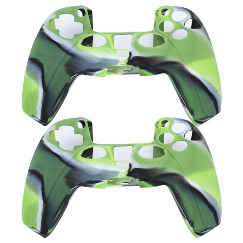 Lot de 2 Housse de protection en silicone de manette de Jeu pour PS5 Camouflage Vert