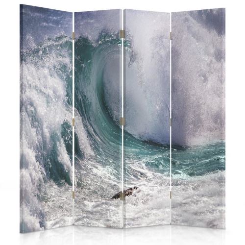 Feeby Paravent rotatif Diviseur de pièce Décoration intérieur 4 pans, Haute vague 145x150 cm