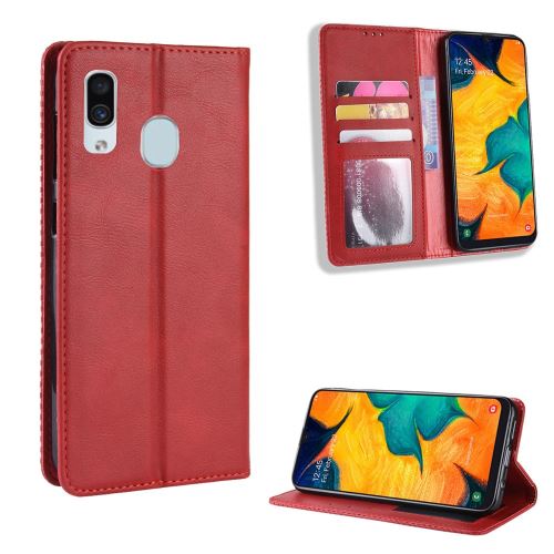 Etui en PU style vintage auto-absorbé rouge pour votre Samsung Galaxy A30