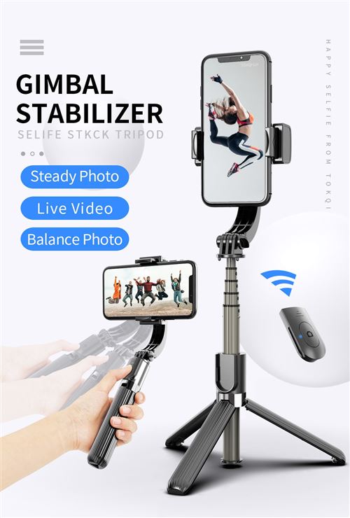 Qumox Perche Selfie Trépied Bluetooth avec Stabilisateur, Gimbal  Stabilisateur 1 Axe Anti-tremblement, Mini Selfie Stick Extensible pour  iPhone Samsung et Android Smartphones - Trépied photo et vidéo - Achat &  prix