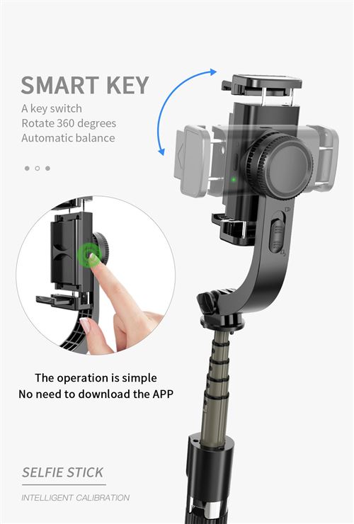 Qumox Perche Selfie Trépied Bluetooth avec Stabilisateur, Gimbal