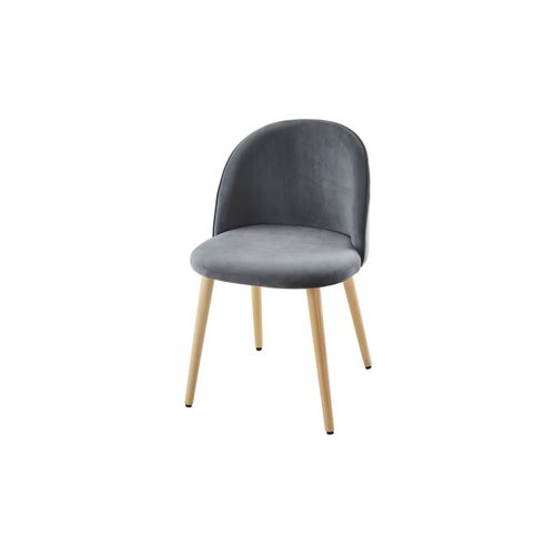 Macaron Chaise De Salle A Manger - Velours Gris - Scandinave - L 50 X P 50 Cm