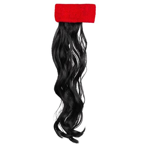 bandeau rouge avec cheveux noirs