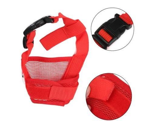 Comparer les prix de Réglable Chien Mesh Muselière Masque Museau Nylon à Bouche Anti Aboiement Morsure Sécurité à Chiot Puppy Rouge XL