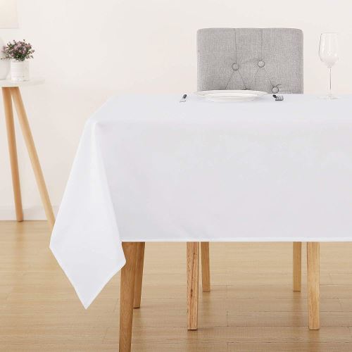 Deconovo Nappe Rectangulaire Anti tâche Deco Doux Imperméable pour Table 130x160 cm Blanc