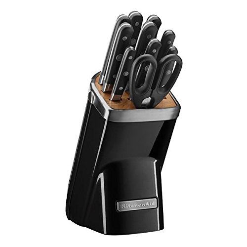Kitchenaid bloc à couteaux solo, fonte métal, fonte, onyx noir, 30 x 25 x 20 cm kkfma01ob