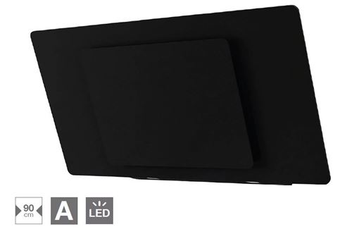 hotte décorative inclinée 90cm 800m3/h noir - ahw981bk