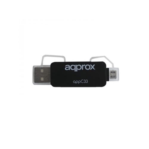 Lecteur de Cartes approx! FLTLFL0083 APPC33 Micro SD/SD/MMC Micro USB 480 Mbps 32 GB Noir