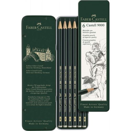 FABER-CASTELL 6 Crayons Graphite Castell 9000