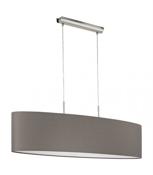 Suspension en tissu PASTERI 2 ampoules nickel satiné abat jour marron anthracite