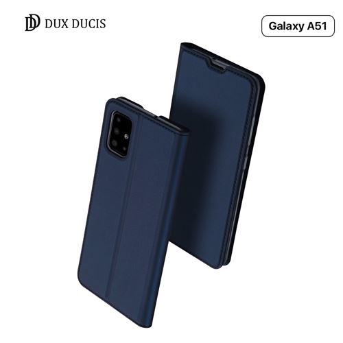 Étui Galaxy A51 Dux Ducis [Skin Series] Housse Portefeuille Fine en Cuir Synthétique, Porte Carte de Crédit, Rabat Magnétique, Kickstand - Bleu
