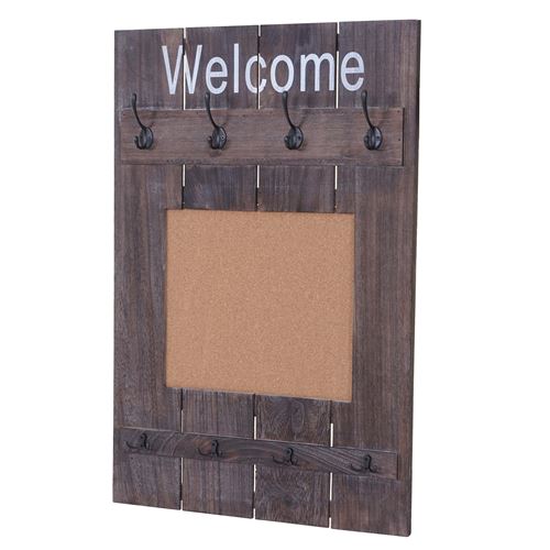 Portemanteau mural MENDLER HWC-C89 avec tableau d'affichage, 91x60cm brun shabby