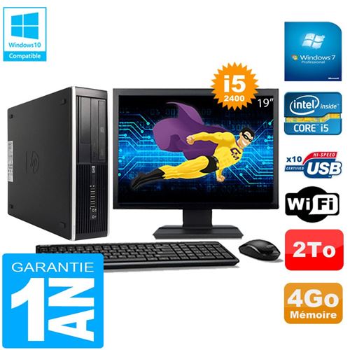 Pc hp compaq pro 6300 sff i5-2400 4go 2to graveur dvd wifi w7 ecran 19'
