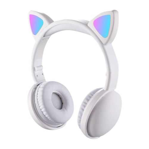 GENERIQUE - Casque Bluetooth Oreille de Chat - Sans Fil - Pliable - LED - Blanc - Image 2