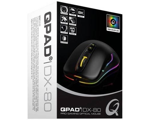 Qpad DX-80 - Souris - pour droitiers - optique - 7 boutons - filaire - USB - noir soyeux